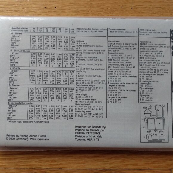 Vintage Skirt Shirt Shorts Sewing Pattern Plus Size 10-22 Burda 4824 UNCUT - Picture 6 of 9